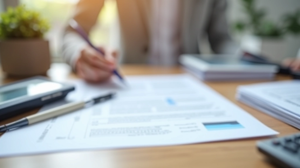 Documents administratifs et dossiers de permis de construire empilés sur un bureau avec stylo et calculatrice